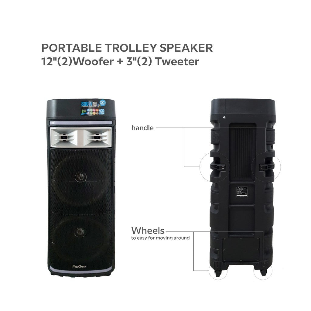 Vinnfier VF Tango 300 WMU Pembesar Suara Trolley Mudah Alih Portable Trolley Bluetooth Speaker 2 UHF Wireless Mic