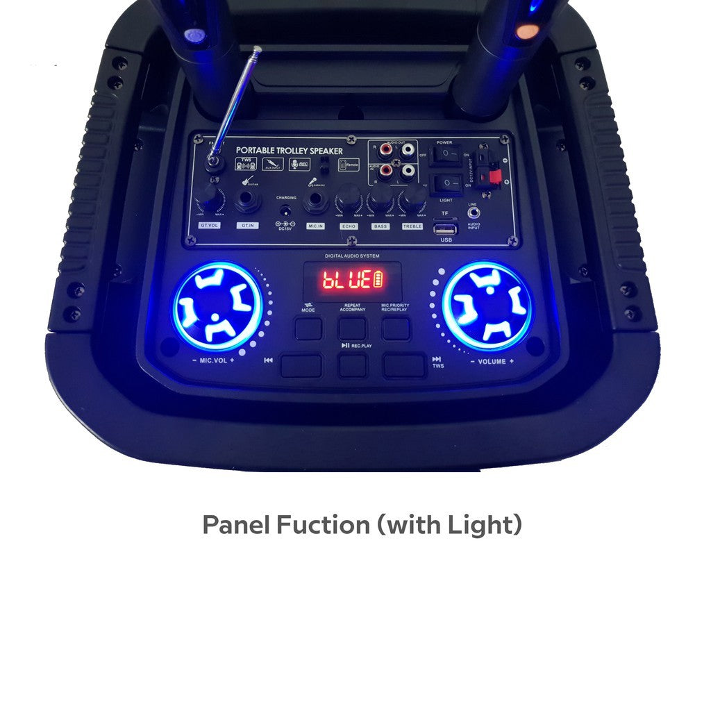 Vinnfier VF Tango 300 WMU Pembesar Suara Trolley Mudah Alih Portable Trolley Bluetooth Speaker 2 UHF Wireless Mic