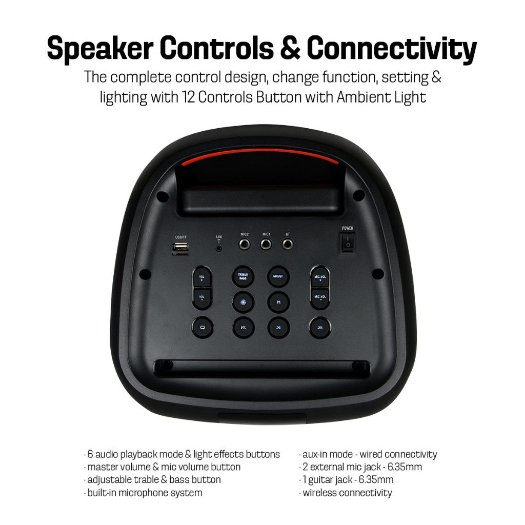 Vinnfier VF Tango XT2000 WMU 500W Bluetooth Speaker HI-FI Audio Karaoke PartyBox Speaker with 2 Wireless Mic  Audi