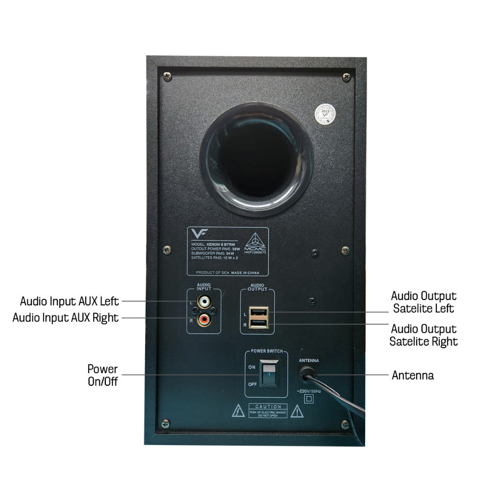 Vinnfier VF XENON 8 BTRM TV & PC Extra Bass 2.1 bluetooth speaker FM radio, USB/SD slot Mic Jack Karaoke  Audio