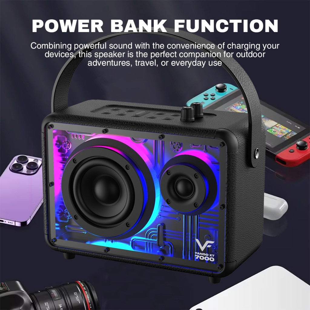 Vinnfier VF Tango XT7000 Max 80W Portable Bluetooth Karaoke Speaker Guitar , 2 UHF Wireless Microphone with OTG