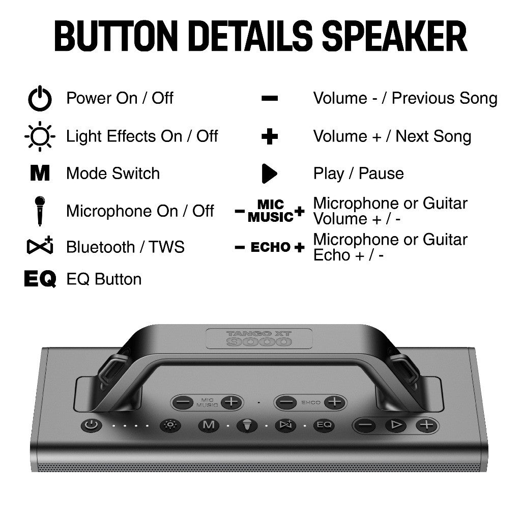 Vinnfier VF Tango XT9000 MAX 200W Professional Karaoke Portable Bluetooth Speaker Sound card Mixer 2 UHF Mirophone