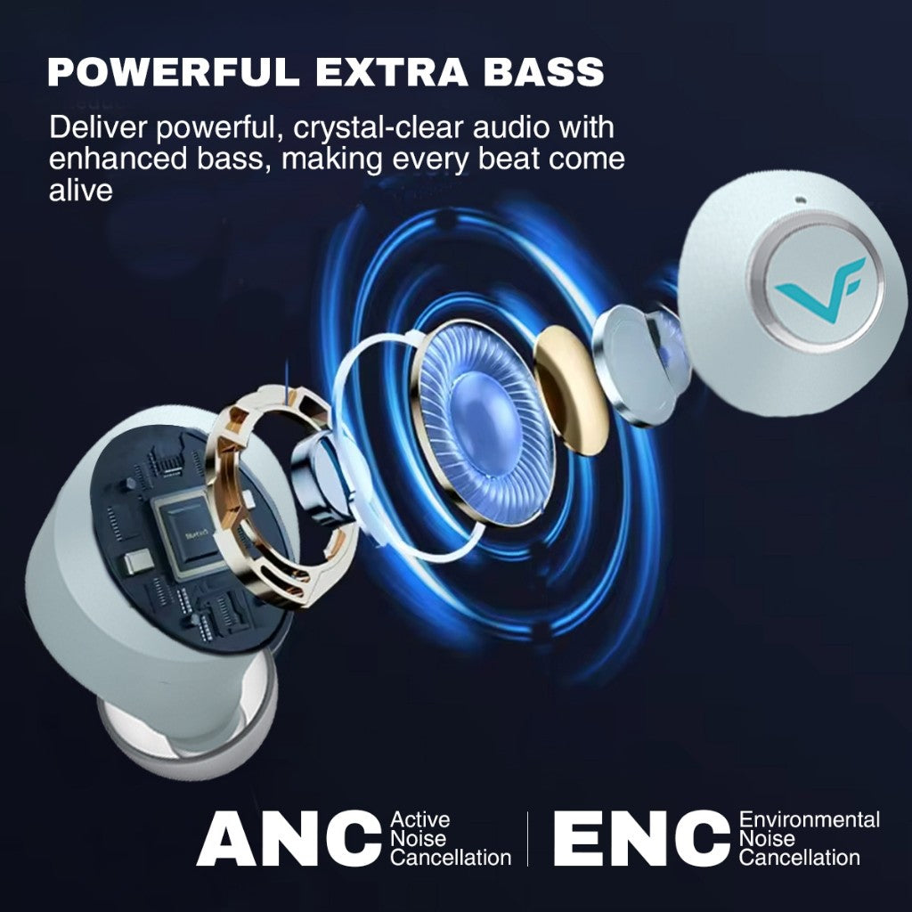 Vinnfier VF Momento Pro 2 Extra Bass ENC ANC True Wireless TWS Earbuds Dual Mic Bluetooth earphone IPX5 Touch Control