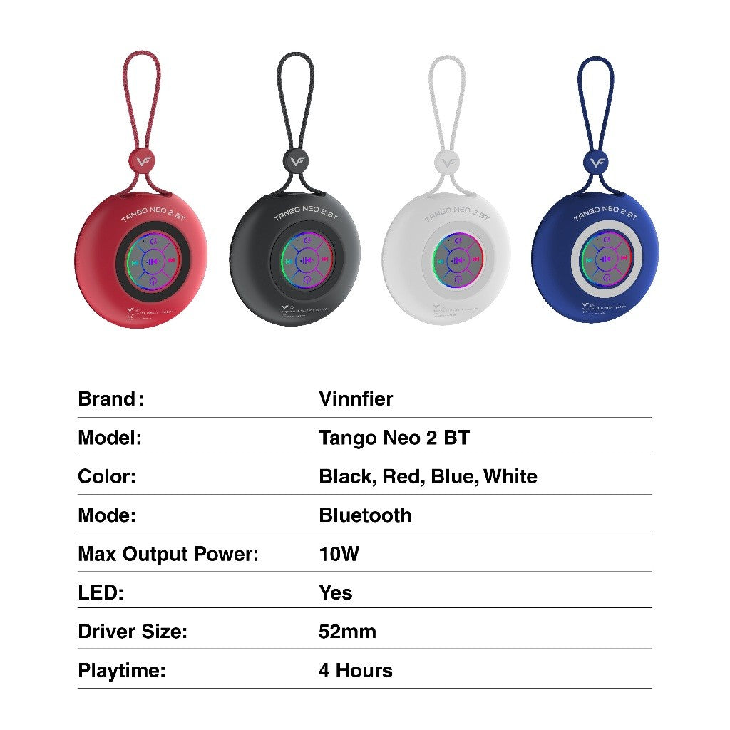 Vinnfier VF Tango Neo 2 BT Mini Portable Bluetooth Speaker 10W Output Built-in Microphone