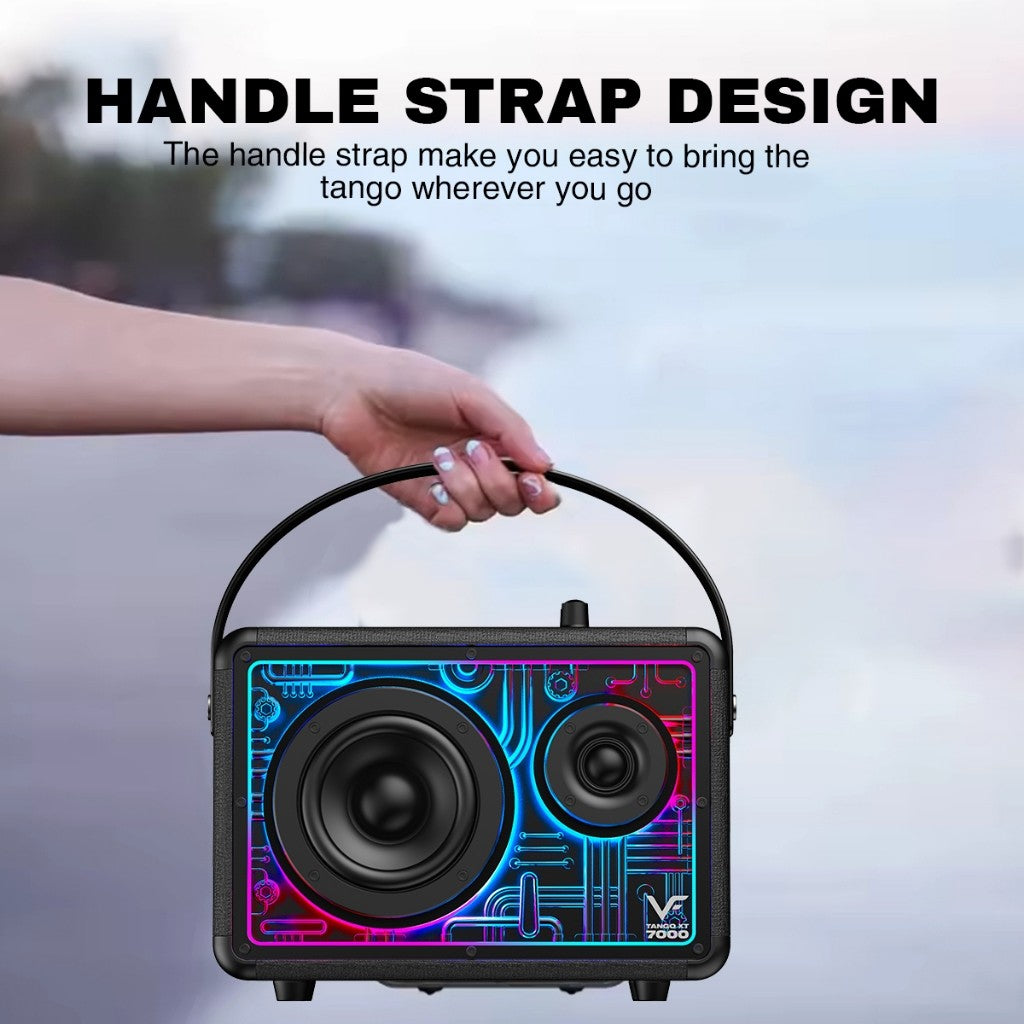 Vinnfier VF Tango XT7000 Max 80W Portable Bluetooth Karaoke Speaker Guitar , 2 UHF Wireless Microphone with OTG