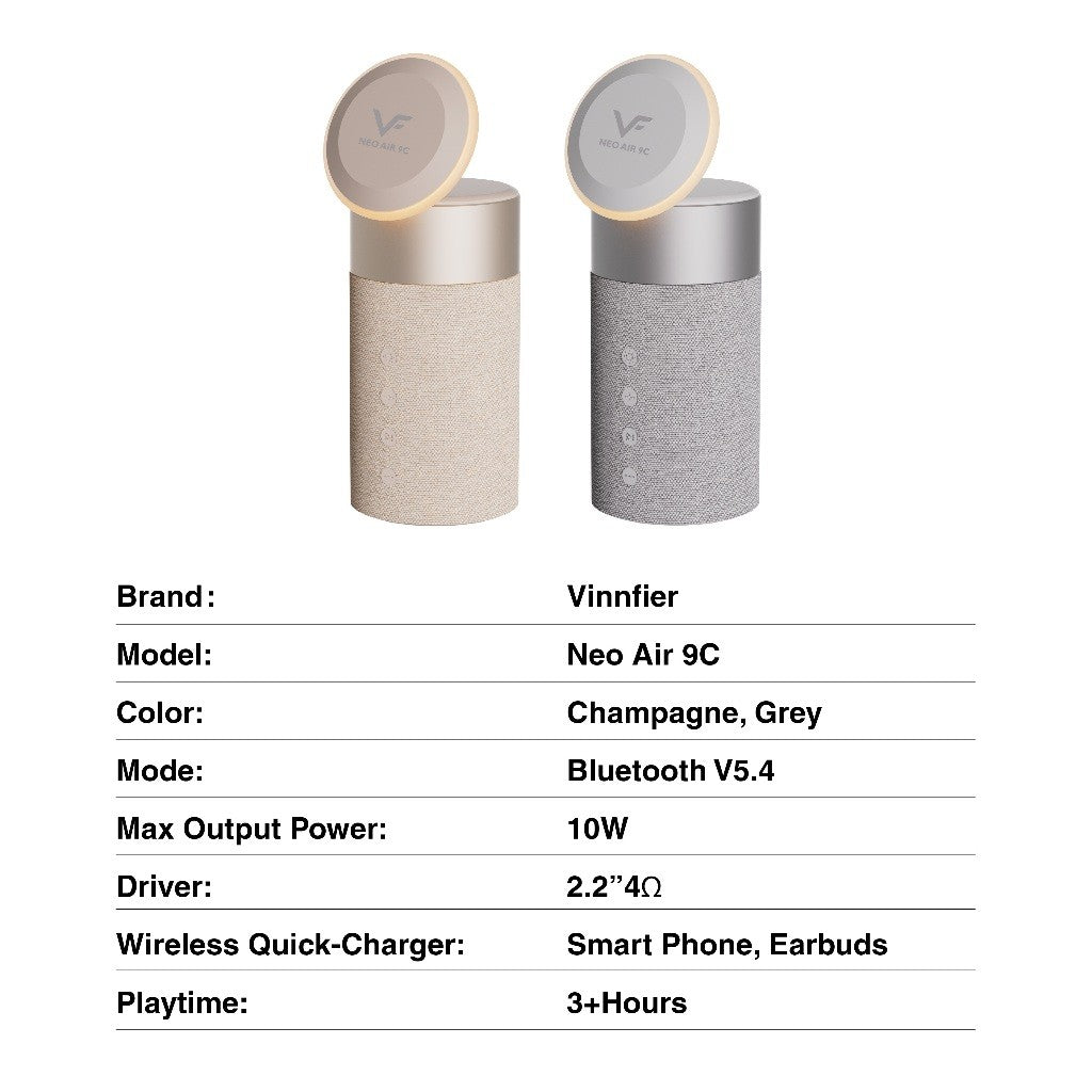 Vinnfier VF Neo Air 9C LED Bluetooth Speaker 15W Foldable Magnetic Fast Wireless Phone Charging Station