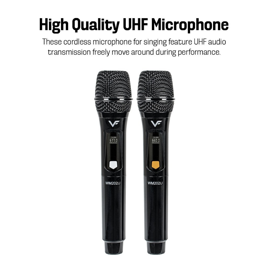 Vinnfier VF Tango XT8000 WMU 1500W MAX 14000mAh Potable Bluetooth Guitar Partybox Speaker Karaoke Speaker Aux-In USB