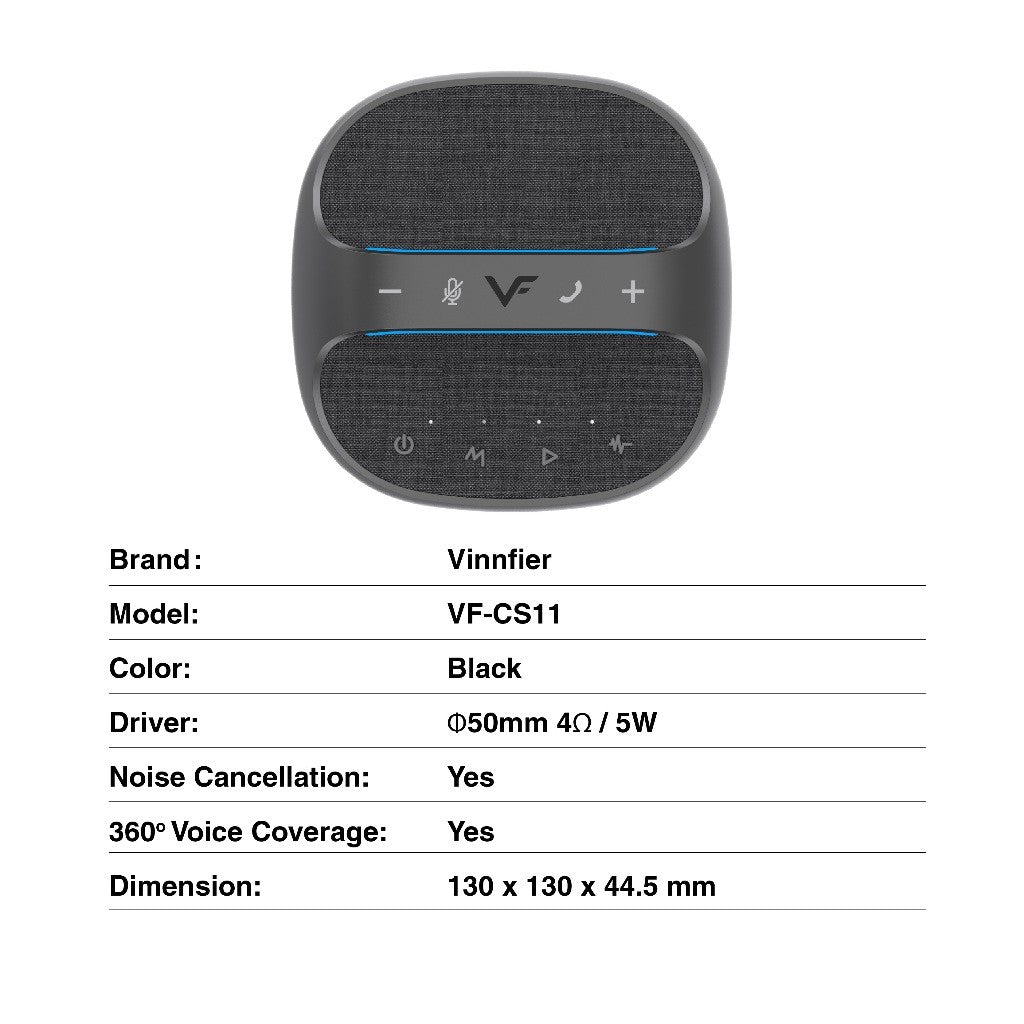 Vinnfier VF CS-11 Conference Speaker & Microphone Bluetooth Speakerphone with 360° Voice Pickup Advanced Noise Reduction