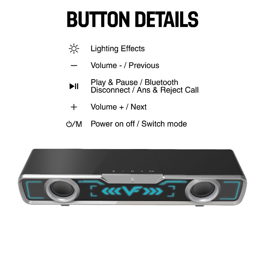 Vinnfier VF Hyperbar U60 BT RGB Bluetooth Soundbar Audio USB Powered Speaker PC Laptop Smart TV