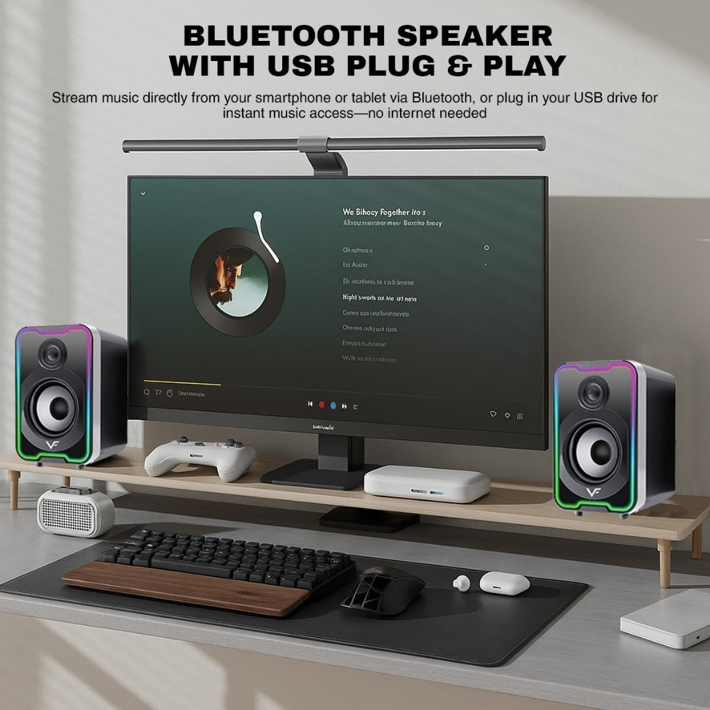 Vinnfier VF Studio 3 20W USB Powered 2.0 RGB PC Audio  Bluetooth Speaker AUX USB Play Music Colorful RGB lighting