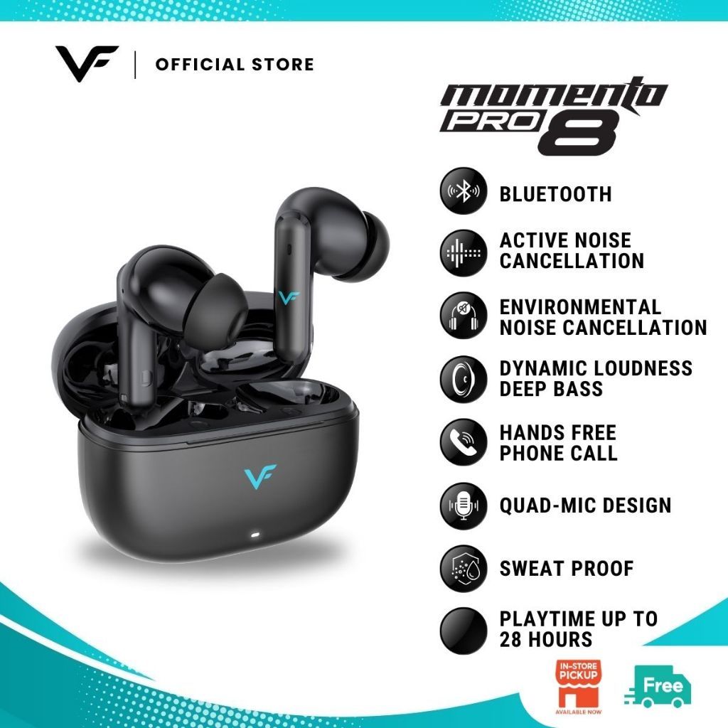 Vinnfier VF Momento Pro 8 Wireless Earbuds Bluetooth 5.4 ANC+ENC TWS Long Playtime HiFi Headphone Active Noise Canceling