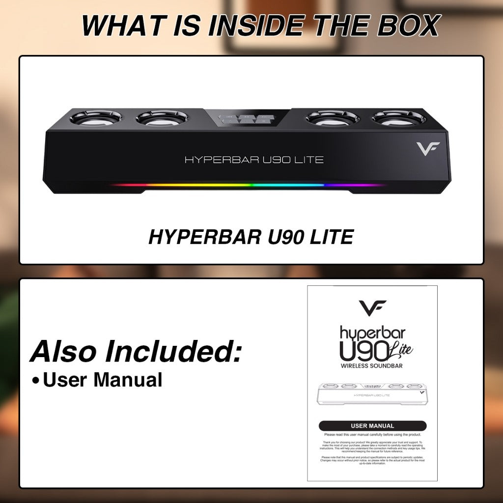Vinnfier VF Hyperbar U90 Lite RGB Bluetooth Audio USB Powered Soundbar with Bass Boost for PC Laptop Smart TV
