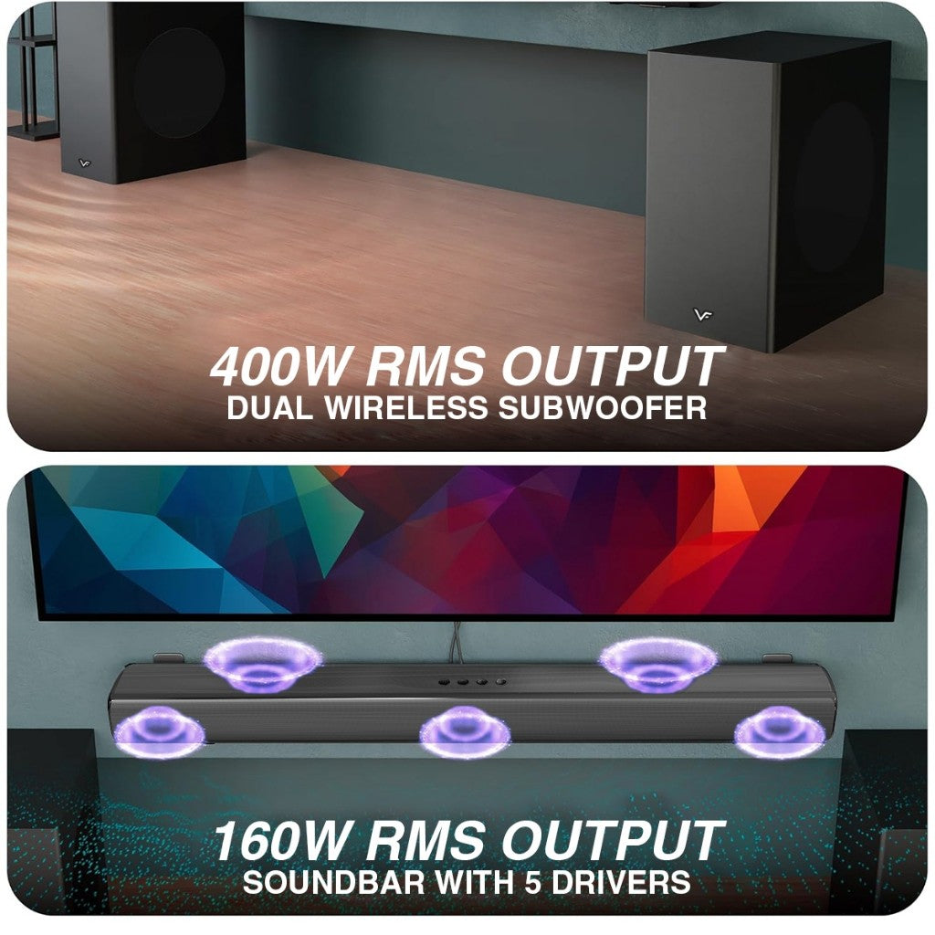 Vinnfier VF Hyperbar Cinema DA520 1300W Dolby Atmos 5.2.4 Soundbar with Bluetooth Karaoke System Speaker Soundbar