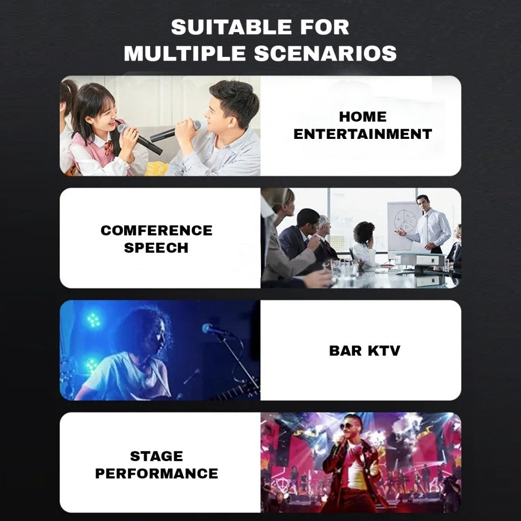 Vinnfier WB303 UB UHF Dual Wireless Microphones Multifunctional 3.5mm Aux Connect directly to Speakers SoundBar TV