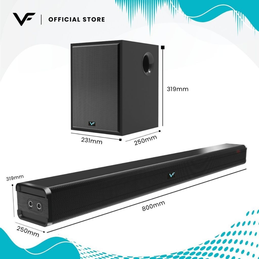 Vinnfier VF Hyperbar 505 BTRW Sound Premium Karaoke Wireless Soundbar Wireless Subwoofer 2.1 Karaoke System