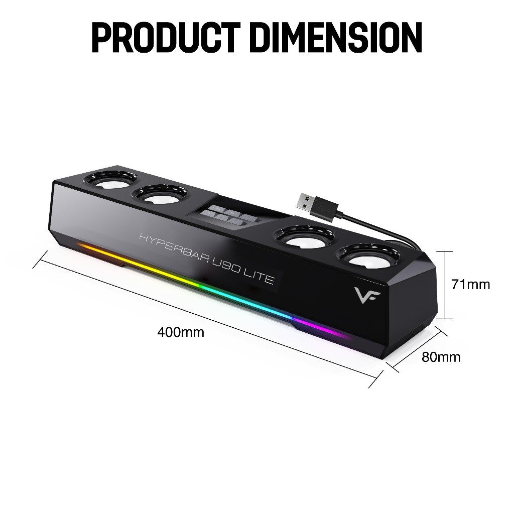 Vinnfier VF Hyperbar U90 Lite RGB Bluetooth Audio USB Powered Soundbar with Bass Boost for PC Laptop Smart TV