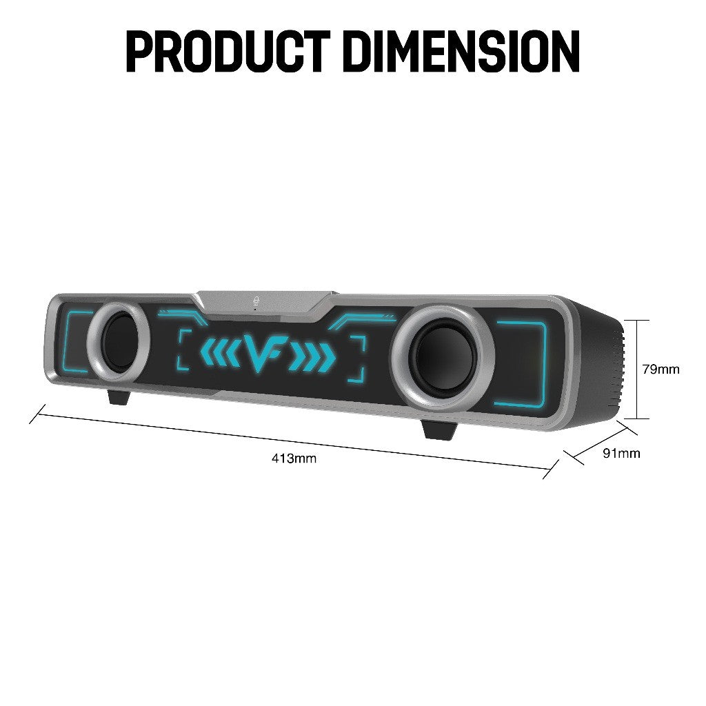 Vinnfier VF Hyperbar U60 BT RGB Bluetooth Soundbar Audio USB Powered Speaker PC Laptop Smart TV