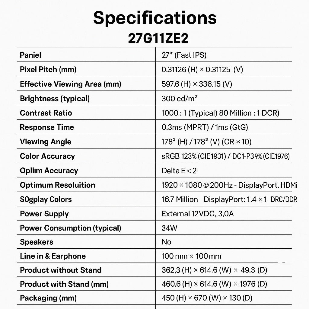 AOC Vinnfier Gaming Audio Speaker X AOC Monitor 27" 27G11ZE2 Fast IPS FHD HDR10 Adaptive Sync 240Hz Gaming Monitor