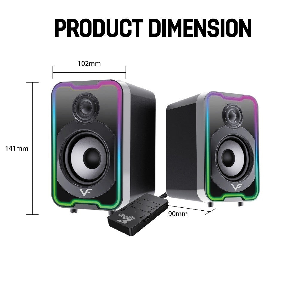 Vinnfier VF Studio 3 20W USB Powered 2.0 RGB PC Audio  Bluetooth Speaker AUX USB Play Music Colorful RGB lighting