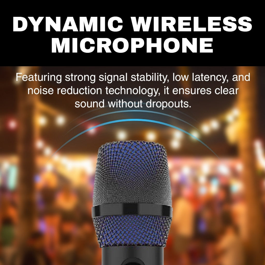 Vinnfier WB303 UB UHF Dual Wireless Microphones Multifunctional 3.5mm Aux Connect directly to Speakers SoundBar TV