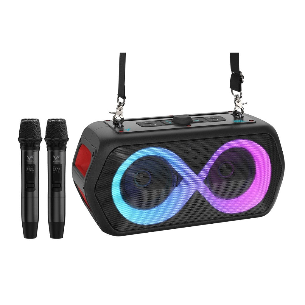 Vinnfier VF Tango XT9000 MAX 200W Professional Karaoke Portable Bluetooth Speaker Sound card Mixer 2 UHF Mirophone