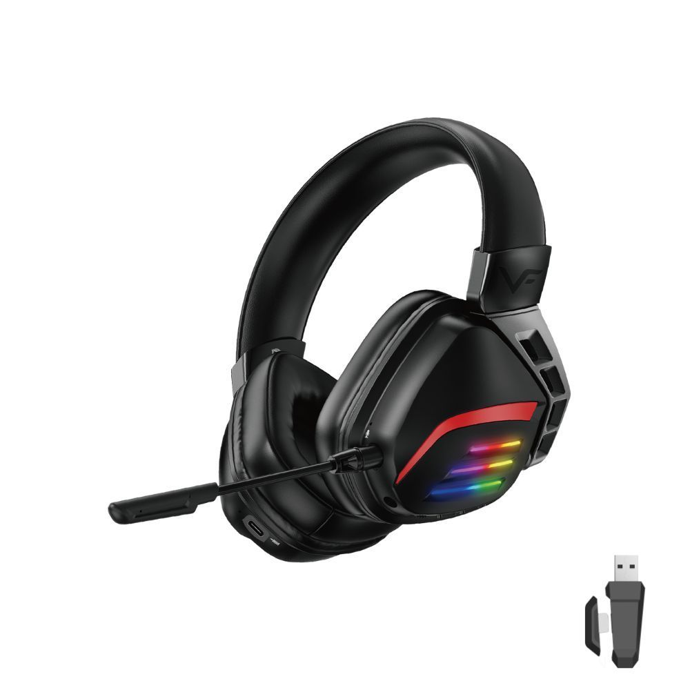 Vinnfier VF Toros 9 Wireless Gaming Headphone 7.1 Surround Sound, RGB Lights, Detachable Mic, USB Dongle, Bluetooth 5.3