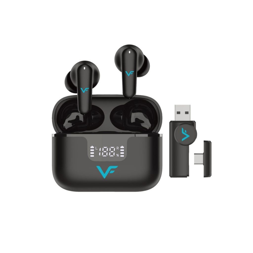 Vinnfier VF Xtreme Pro 9 2.4ghz Dongle Wireless earbuds ANC Transparent Mode leather-grain Spatial Audio VR Gaming