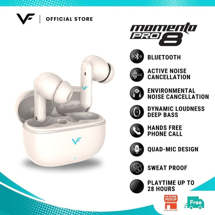 Vinnfier VF Momento Pro 8 Wireless Earbuds Bluetooth 5.4 ANC+ENC TWS Long Playtime HiFi Headphone Active Noise Canceling