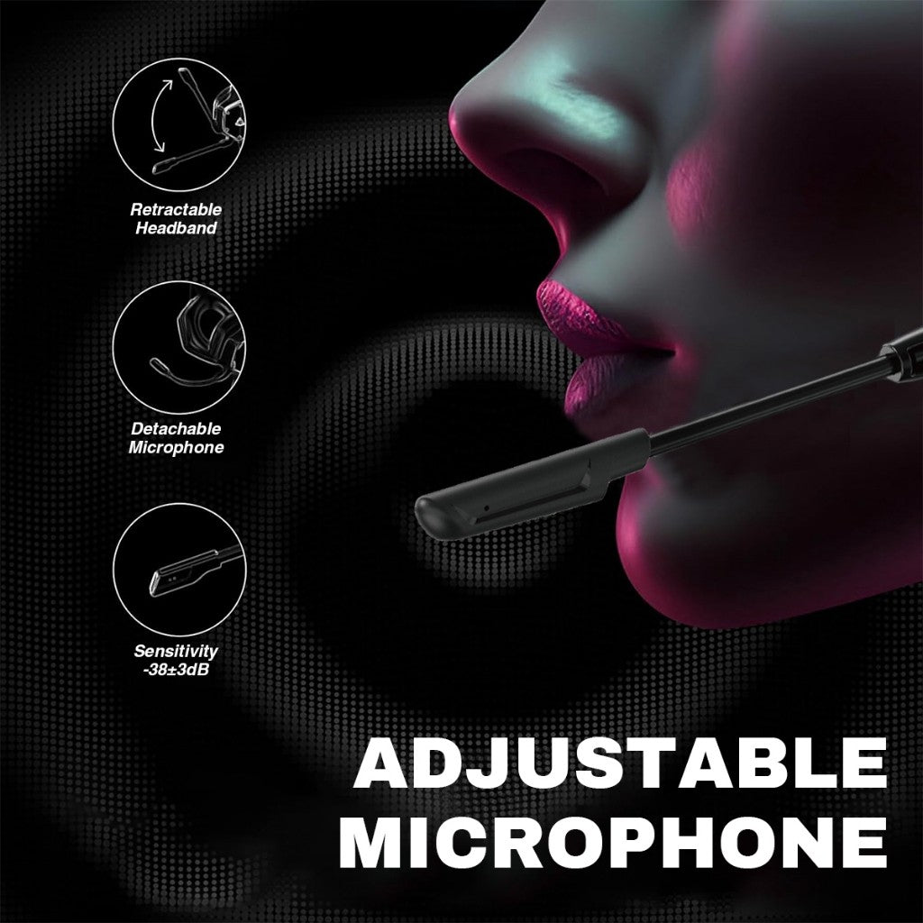 Vinnfier VF Toros 9 Wireless Gaming Headphone 7.1 Surround Sound, RGB Lights, Detachable Mic, USB Dongle, Bluetooth 5.3