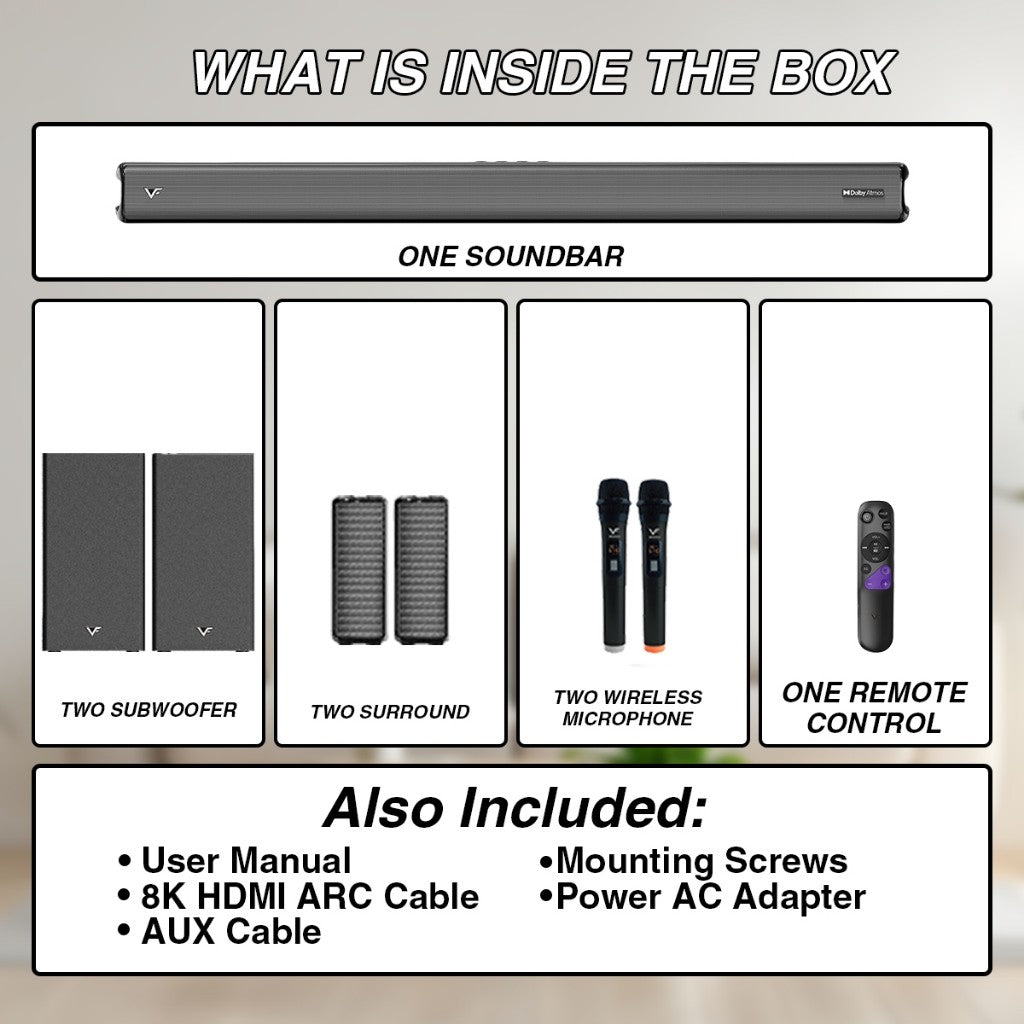 Vinnfier VF Hyperbar Cinema DA520 1300W Dolby Atmos 5.2.4 Soundbar with Bluetooth Karaoke System Speaker Soundbar