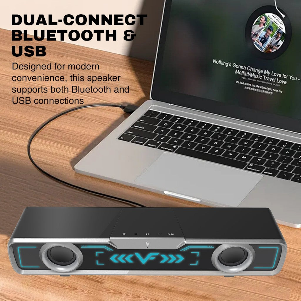 Vinnfier VF Hyperbar U60 BT RGB Bluetooth Soundbar Audio USB Powered Speaker PC Laptop Smart TV