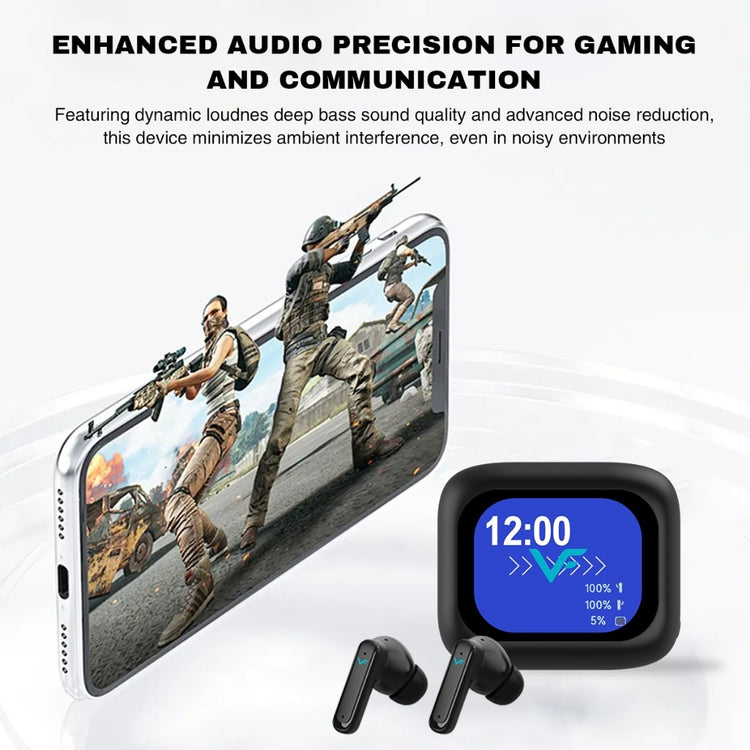 Vinnfier VF Xtreme PRO 1 ANC & ENC Wireless Bluetooth Earbuds Smart Touch Screen Charging Case Gaming microphone