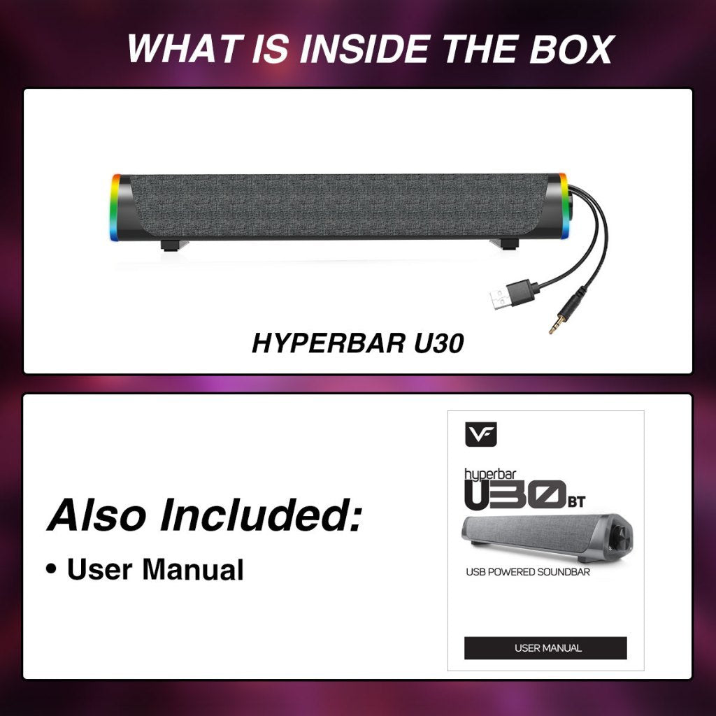 Vinnfier VF Hyperbar U90 Lite RGB Bluetooth Audio USB Powered Soundbar with Bass Boost for PC Laptop Smart TV