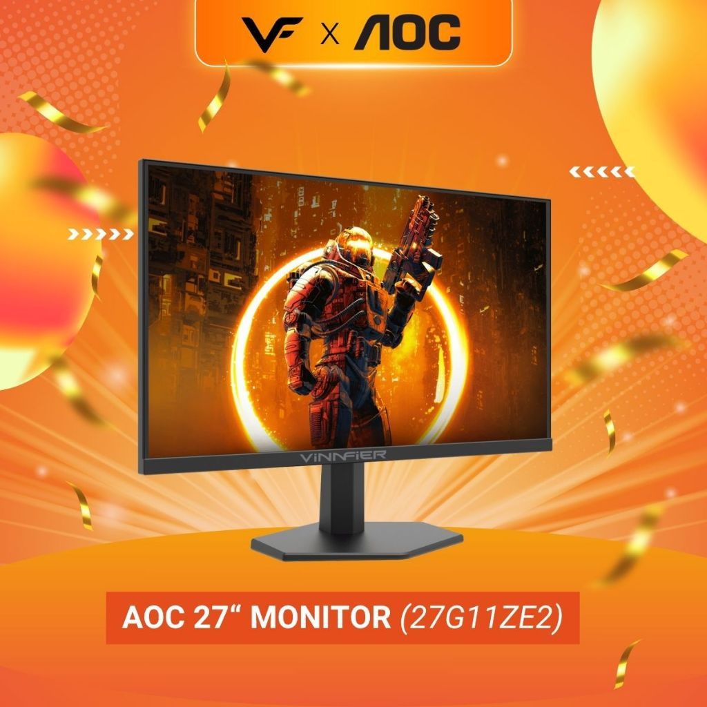 AOC Vinnfier Gaming Audio Speaker X AOC Monitor 27" 27G11ZE2 Fast IPS FHD HDR10 Adaptive Sync 240Hz Gaming Monitor