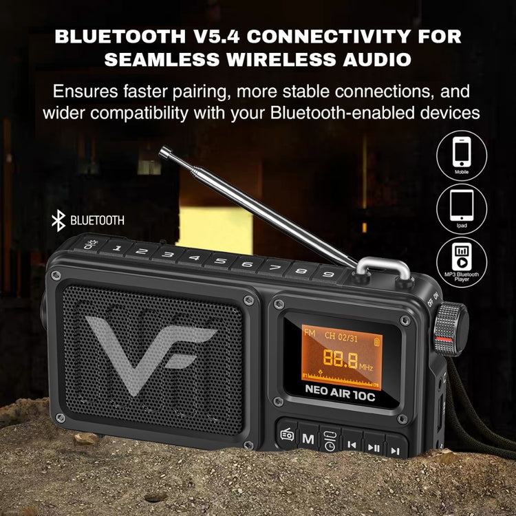 Vinnfier VF NEO AIR 10C Portable FM Radio Speaker with Torch Light with Bluetooth / MiroSD Card / USB Pendrive