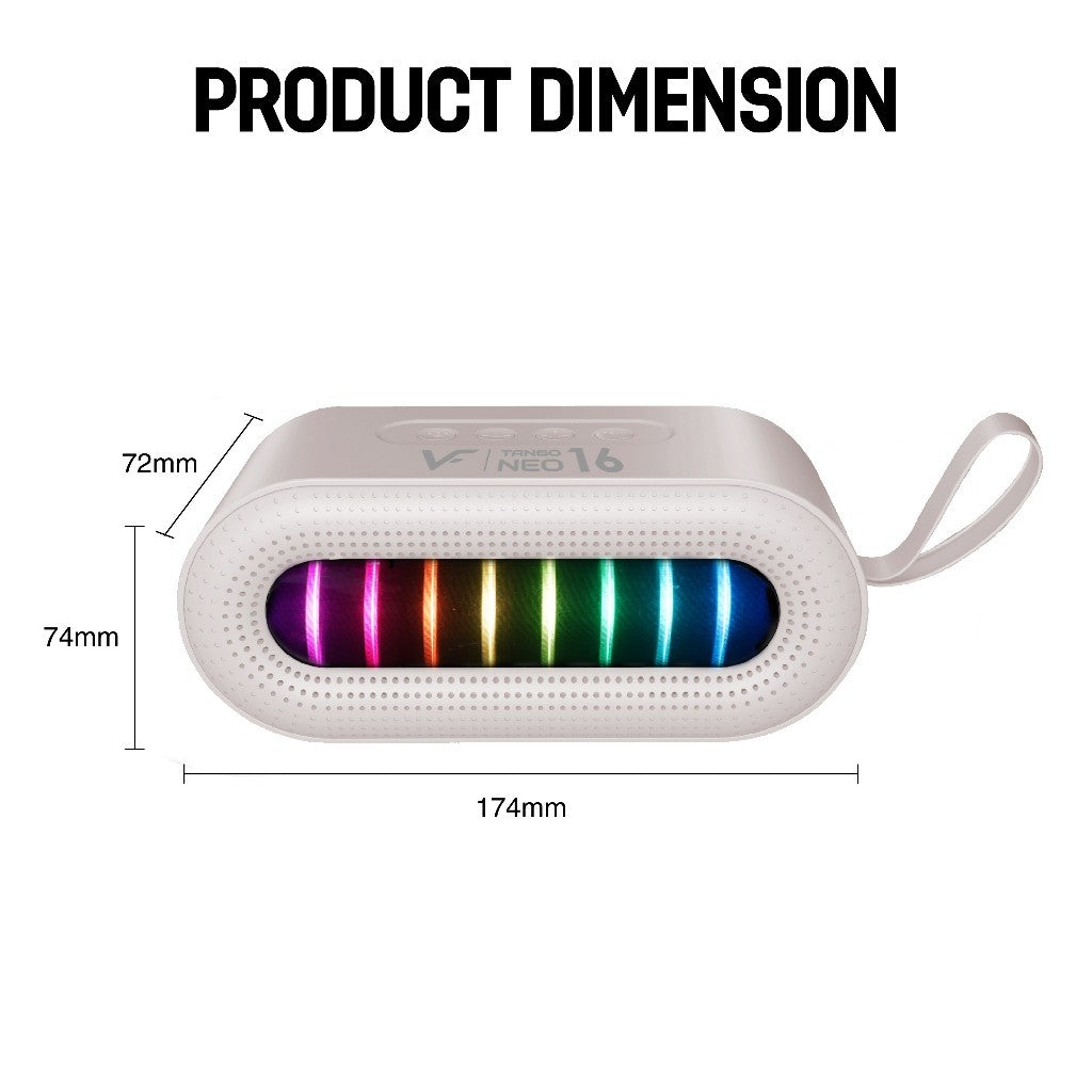 Vinnfier VF Tango Neo 16 Portable Bluetooth Speaker Deep Badd with RGB Light Show Rechargeable Battery