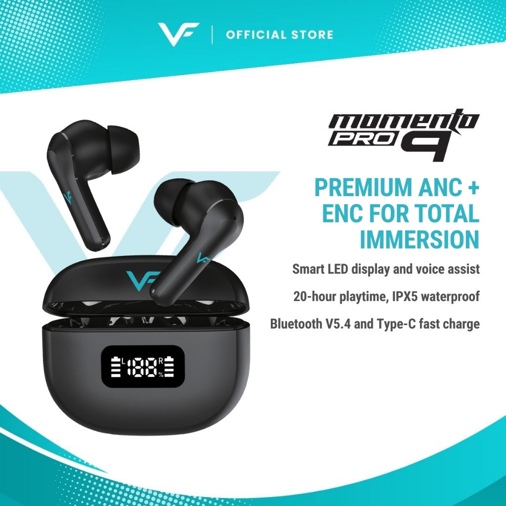 Vinnfier VF Momento Pro 9 ANC + ENC True Wireless Stereo Earbud 6 Built-in Microphones IPX5 Digital LED Display