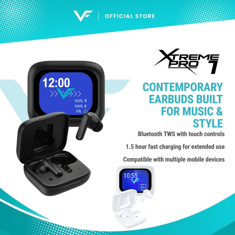 Vinnfier VF Xtreme PRO 1 ANC & ENC Wireless Bluetooth Earbuds Smart Touch Screen Charging Case Gaming microphone
