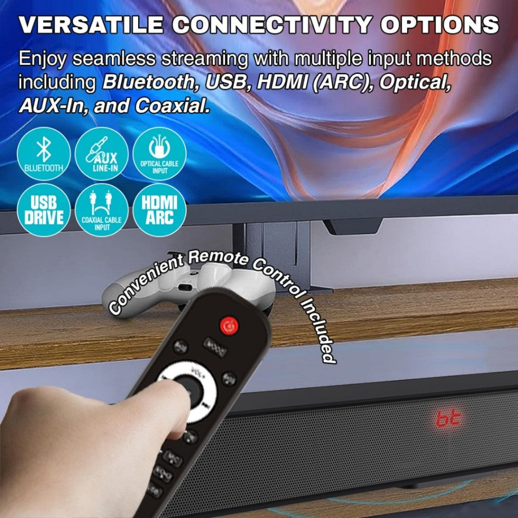 Vinnfier VF Hyperbar 2200 120W Soundbar 2.1 Channel Karaoke Speaker Bluetooth 5.0, HDMI (ARC) Optical, USB, AUX
