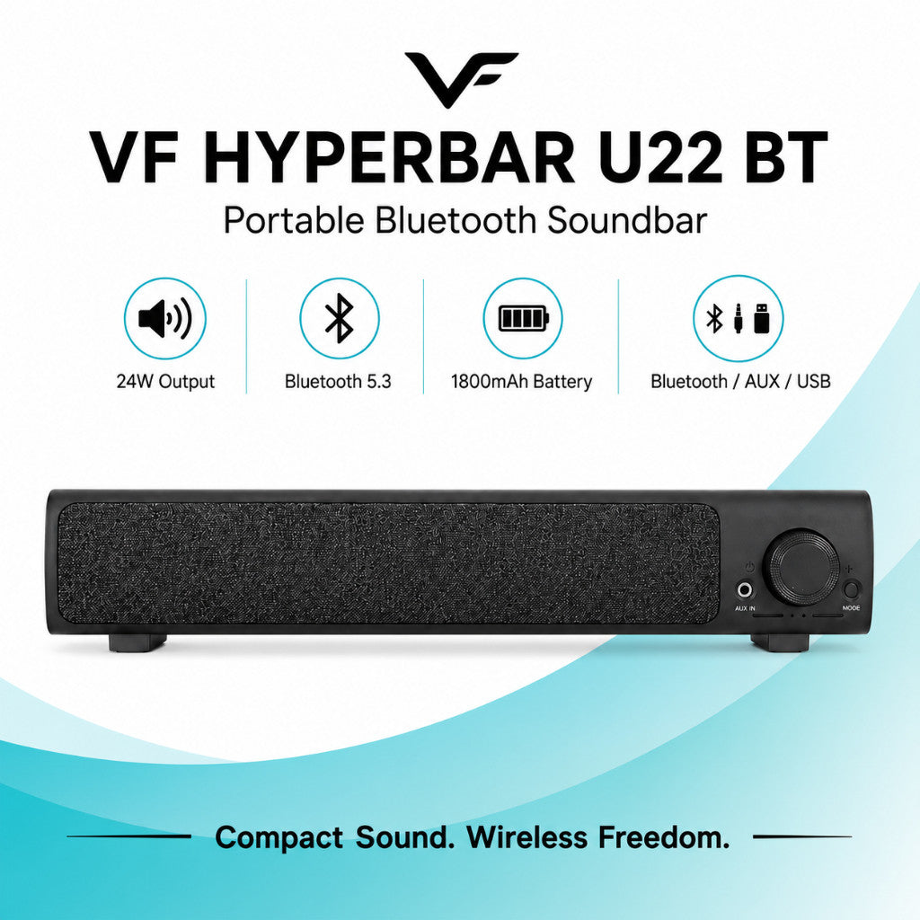 Vinnfier VF Hyperbar U22BT Computer Portable Bluetooth Mini Soundbar for PC Speaker Soundbar laptop desktop speaker