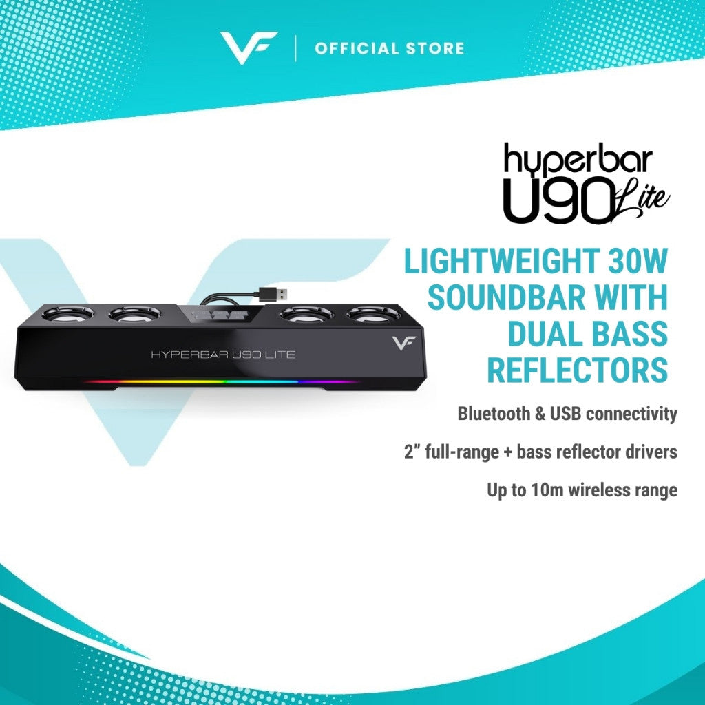 Vinnfier VF Hyperbar U90 Lite RGB Bluetooth Audio USB Powered Soundbar with Bass Boost for PC Laptop Smart TV