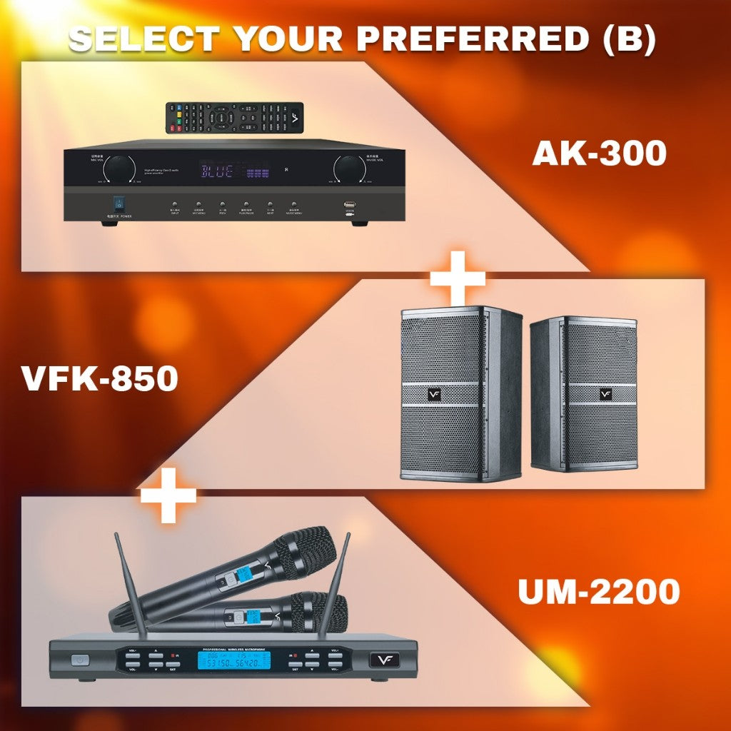 Vinnfier VF ULTRA PRO 8 Inch 850 Karaoke Set Amplifier 400W 8 inch Karaoke Speaker 400W + 2 UHF Wireless Microphone