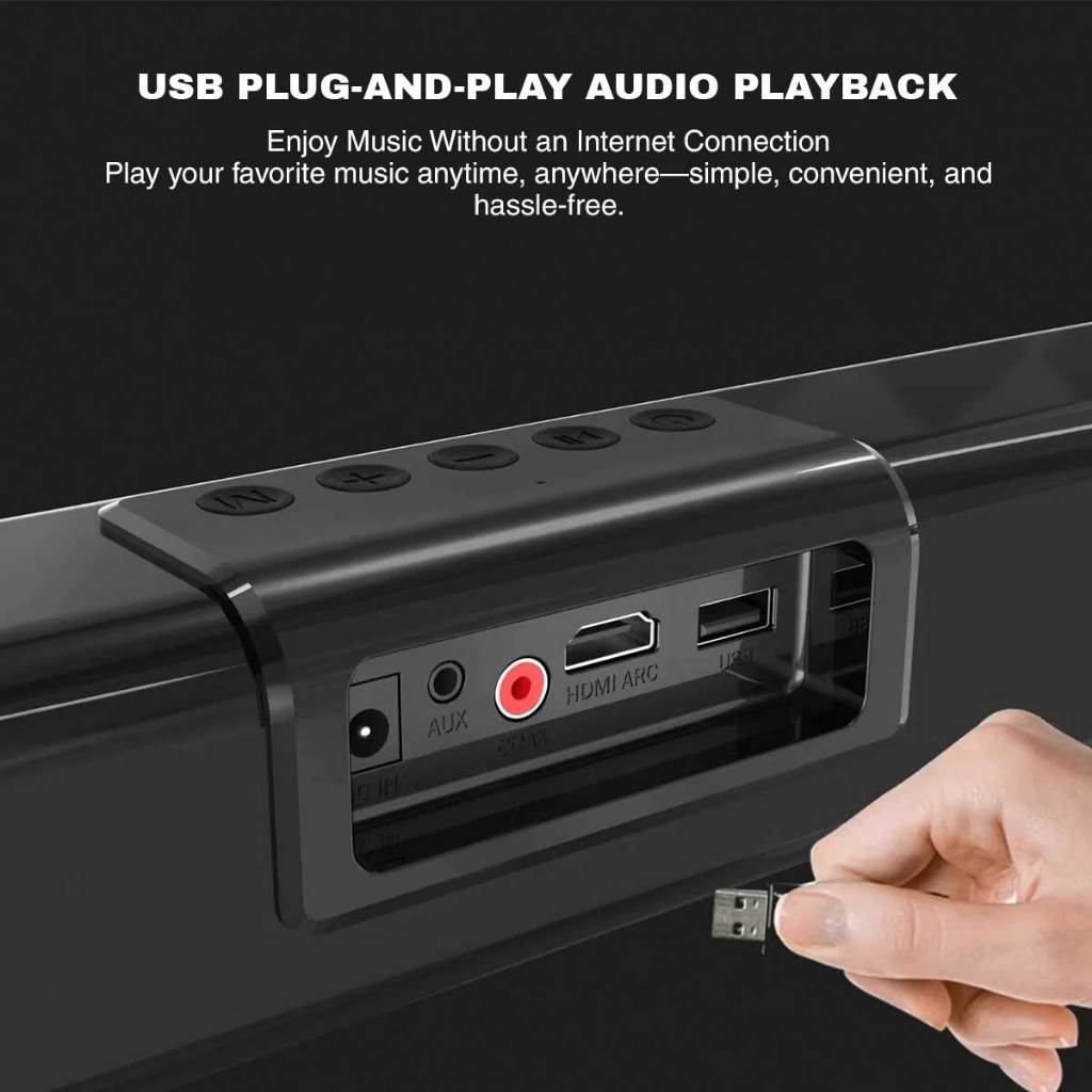 Vinnfier VF HYPERBAR 2100 All-in-One Soundbar with Clock Display MAX 80W Bluetooth, USB Drive, HDMI (ARC), AUX-In For TV