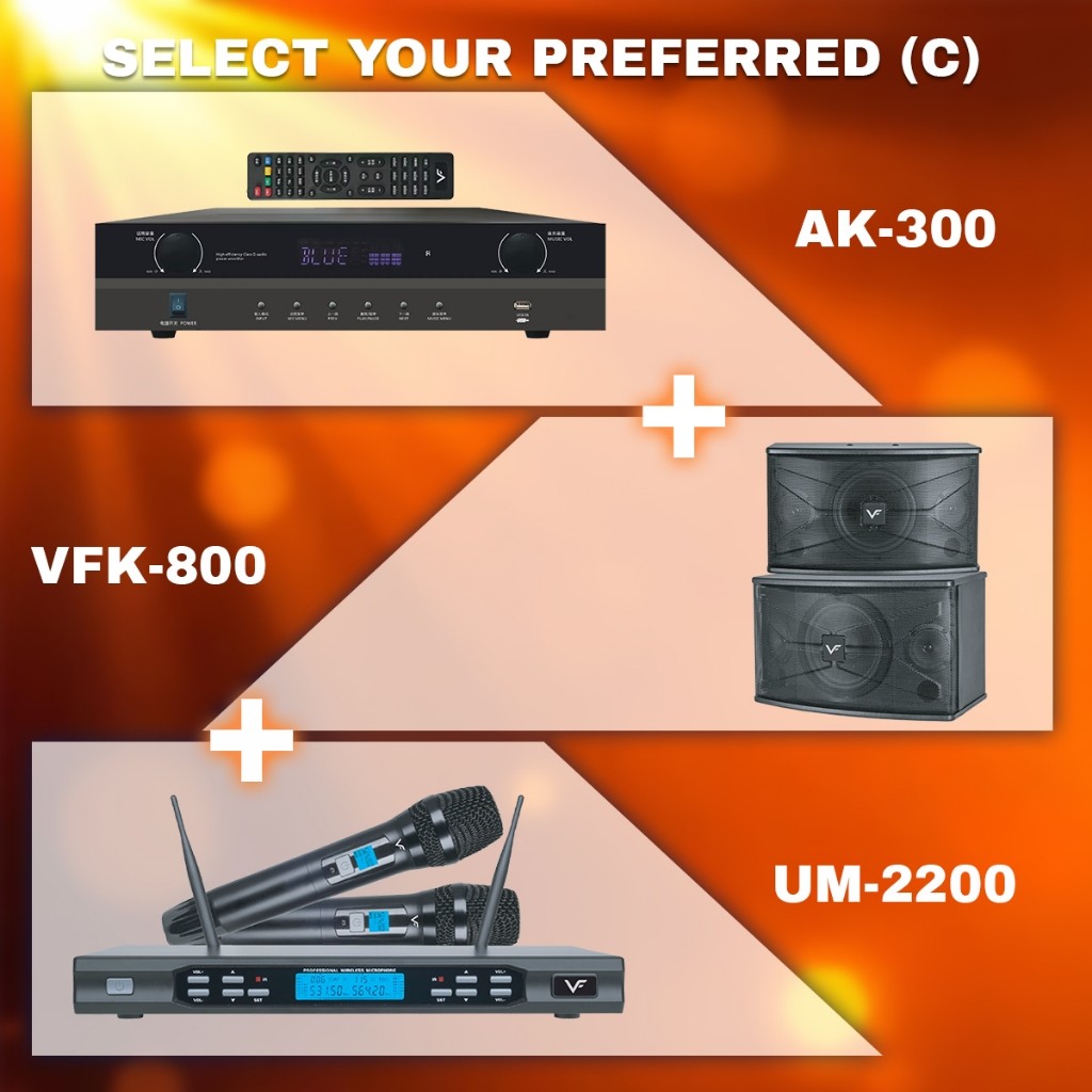Vinnfier VF ULTRA PRO 8 Inch Karaoke Set Amplifier 400W Wall-Mount Speakers 480W + 2 Wireless Professional Microphone