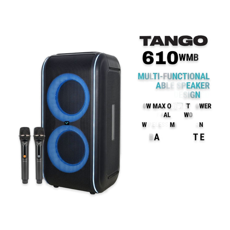 Vinnfier VF Tango 610 WMB 120w 6.5 inch woofer Bluetooth Karaoke Speaker 2 Wireless Microphones USB Drive  Micro SD  AUX