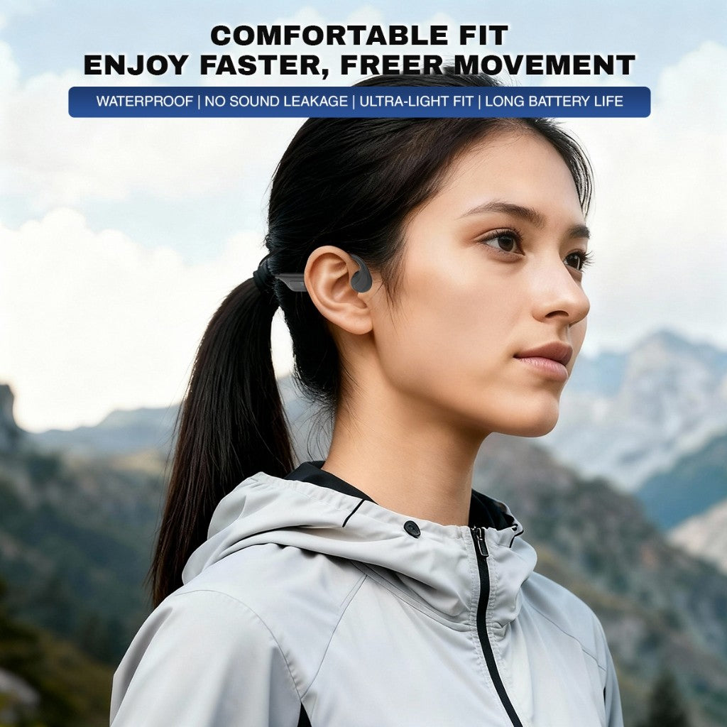 Vinnfier VF ESSENTIAL S1 Bone Conduction Headphones 16.3mm Driver Bluetooth 6.0 IP65 Workouts, Cycling, and Running