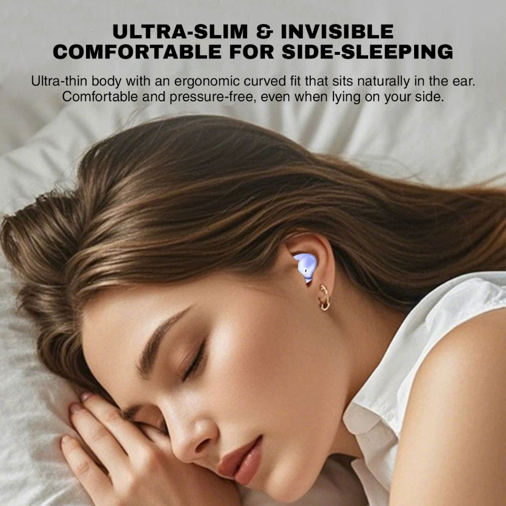 Vinnfier VF ONIX LITE Sleep Earbuds | Zero-Pressure Comfort for Side Sleepers & 3X Noise Blocking Snore Blocking