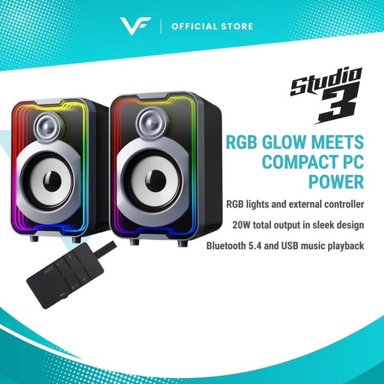 Vinnfier VF Studio 3 20W USB Powered 2.0 RGB PC Audio  Bluetooth Speaker AUX USB Play Music Colorful RGB lighting