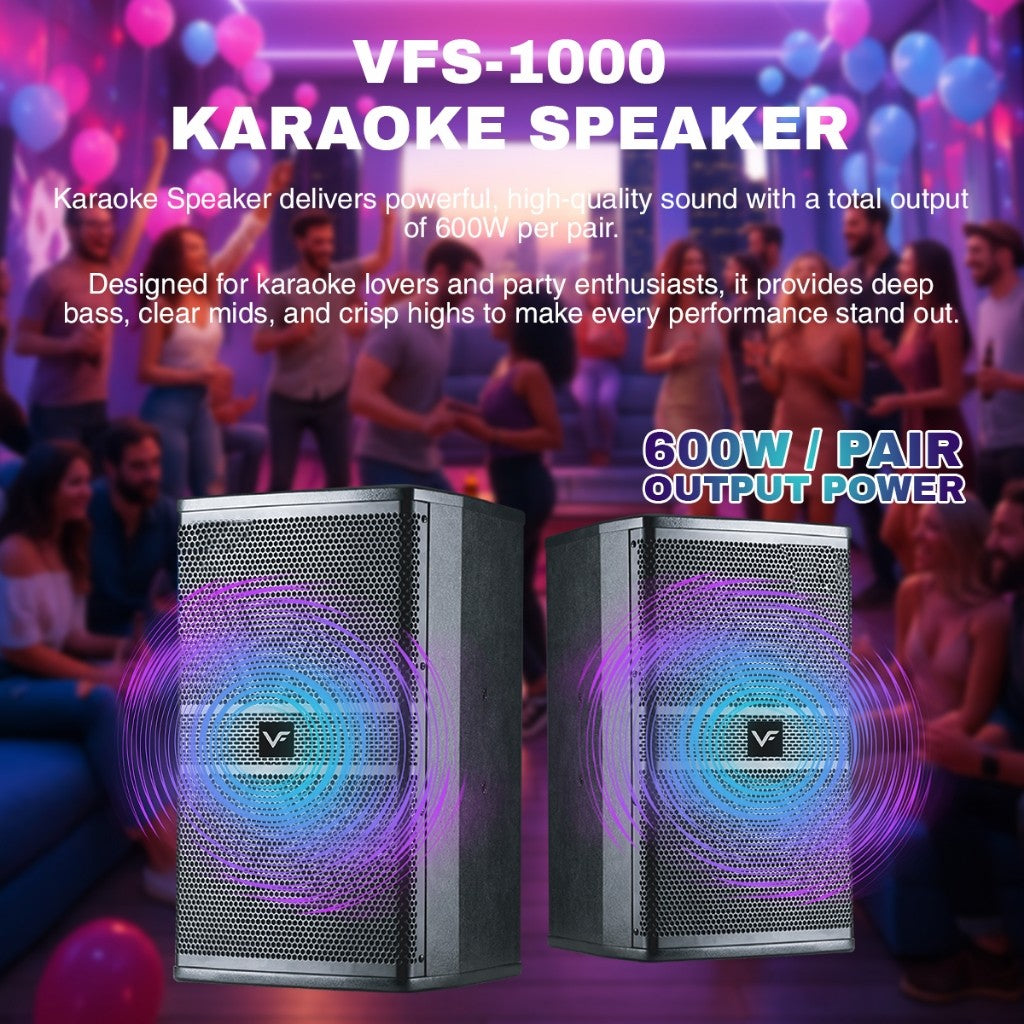 Vinnfier VF ULTRA PRO 10 Inch Home Karaoke Set Amplifier 300W Karaoke Speaker 600W + 2 UHF Professional Microphone