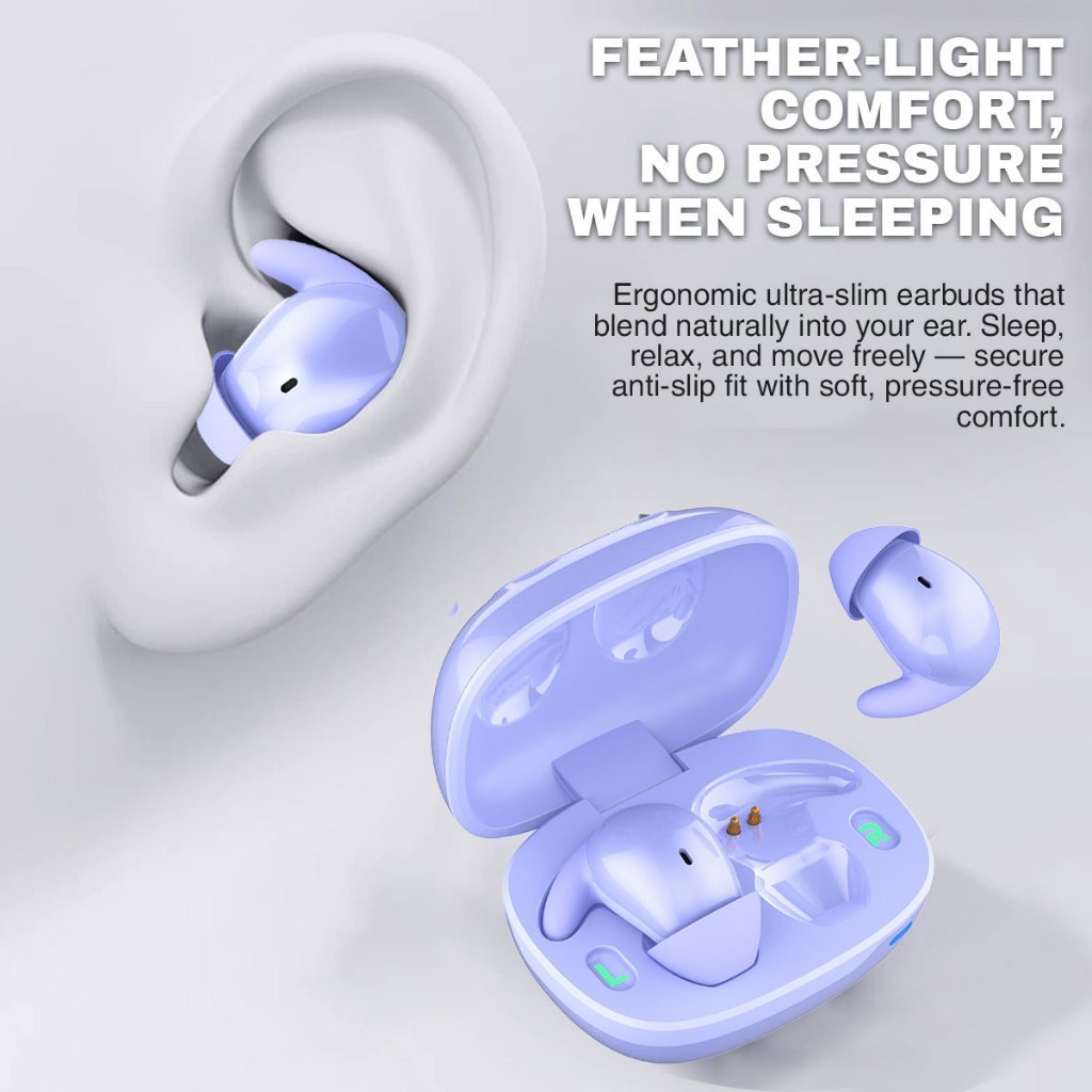 Vinnfier VF ONIX LITE Sleep Earbuds | Zero-Pressure Comfort for Side Sleepers & 3X Noise Blocking Snore Blocking